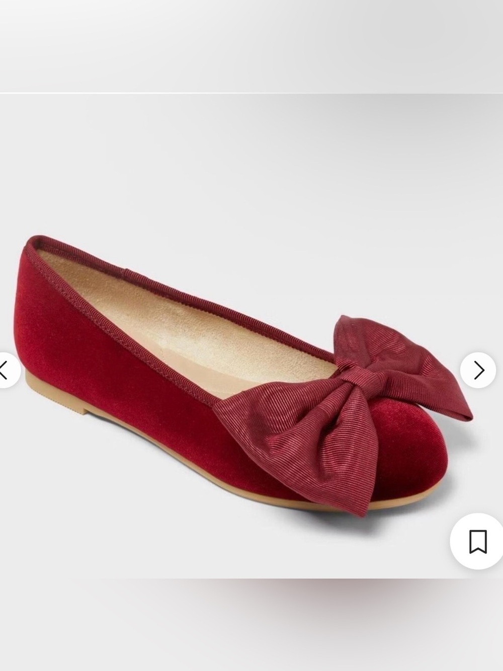 Cat & Jack Red Velvet Bow Ballet Flats for Kids